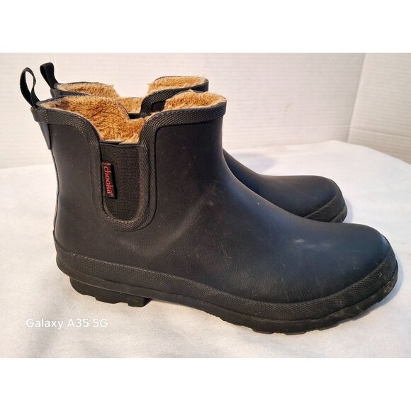 Chooka Womens Black Waterproof Ankle Boots With Faux Fur Lining Size 10 - Picture 5 of 9